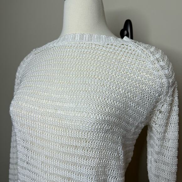 10 Crosby Derek Lam Off White Cotton Crochet Knit Sweater Size S - Picture 5 of 10